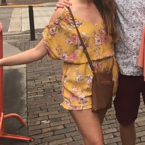 Mustard Yellow Romper w/ Floral Print